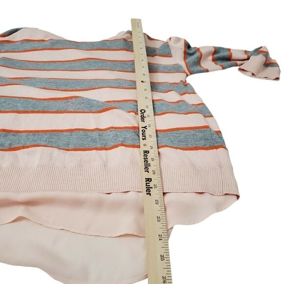 Market & Spruce Sweater Womens Small Striped Split Back Multicolor Soft Crew Top - Picture 10 of 11